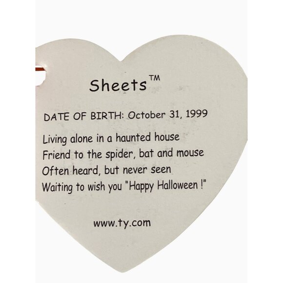 Ty Beanie Baby Sheets The Halloween Ghost Plush Toy White - Picture 4 of 12